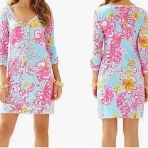 Lilly Pulitzer Aqua Pink Floral Mini Dress